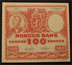 100 kroner 1953 C. Kv.1+