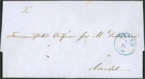 Komplett, ufrankert brev datert i Christiania, med dampskipsstempel "Viken 2.101857" og sendt til Arendal.