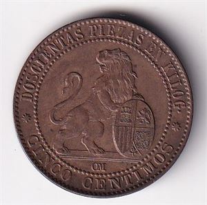 Spania 5 centimos - 1870