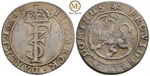2 mark 1664 Frederik III. Kv.1+