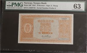 10 kroner 1947 Norge MS63 G1030710