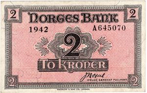 2 kroner 1942 A.645070. Kv.1+/01