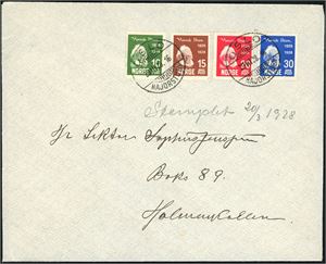 159/62. Ibsen i komplett serie på konvolutt, stemplet "Oslo Majorstua 20.3.28". (3.700,-).