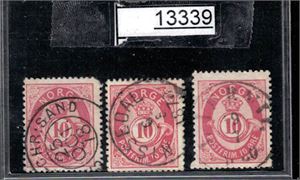 Nk 25 o. 3 fullstemplede merker "CHRA-CHR:SAND", "NISSEDAL" og "LAURVIG". Et med rundt hjørne