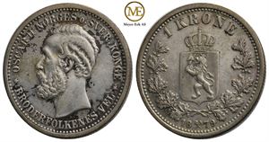 1 krone 1879 Oscar II. Kv.1+/01