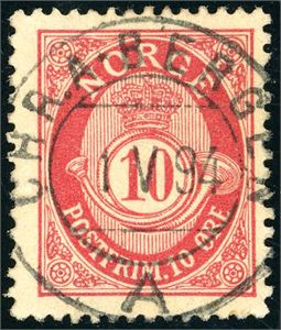 57. 10 ørefintagget Centraltrykkeriet, rettvendt fullstemplet "Chr.A.-Bergen A 1.5.94".