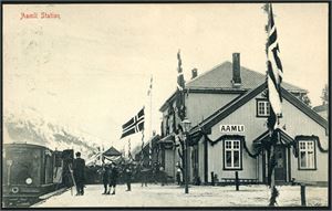 Aamli stasjon. 4 ulike kort i småformat.