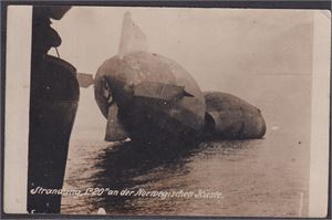 Luftskipet L20 havarert ved Norgeskysten  påført teksten "Strandung "L20"an der Norwegischen Küste      UB fotokort.    Den tyske keiserlige marines zeppeliner L-20 havarert i Hafrsfjord (RO)  etter et bombetokt på østsiden av England under første verdenskrig 3. mai 1916.Luftskipet søkte nødhavn ved Hafrsfjord, og besetningen ble tatt om bord i en norsk torpedobåt. Det havarerte fartøyet hadde 16 manns besetning, var 160 m langt med en diameter på 23 meter. Dagen etter, 4. mai 1916, ble den skutt i brann av soldater fra Madla.