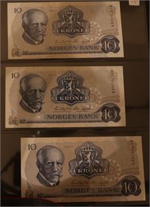 10 kroner 1977 QS, QY, QZ. VK