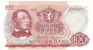 100 kroner 1975 Z. Erstatningsseddel. Kv.1/1+