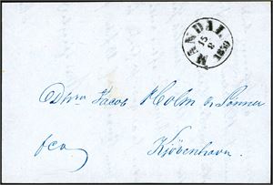 Komplett bretalt brev, stemplet "Mandal 15.8.1850" og sendt til Kjøbenhavn.