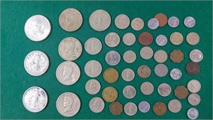 FILIPPINERNA lot diverse mynt inklusive tre st. i silver