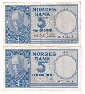 2 x 5 kroner 1963 K