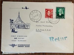 LUFTPOST - 1.tur Oslo - Rangoon i 1952