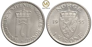 1 krone 1955 Haakon VII. Kv.0