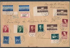 NK 233,34, 254,300,302-05. På banco brev st "Revetal 18-6-42". Postale lakksegl fra Revetal.