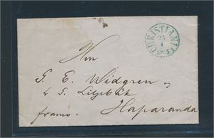 Brev stemplet "CHRISTIANIA 23-4-1855" til Haparanda, Sverige