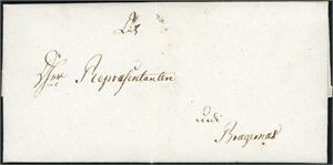 Et komplett brev fra Christiania til Bragernæs i 1784, sendt ubetalt, og satt i porto med 2 Lybske skilling. Også et komplett brev fra 1764, privatbefordret til Waale Prestgaard.