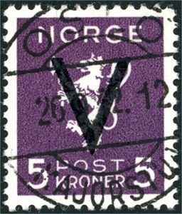 292. 5 kr V, vakkert fullstemplet "Oslo Majorstua 26.9.42".