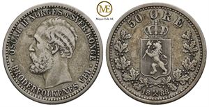 50 øre 1888 Oscar II. Kv.1/1+