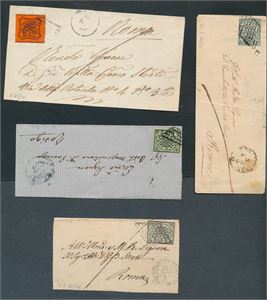 ITALIA-KIRKESTATEN 2 brev og 2 brevforsider 1860-tallet