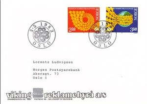 NK935-36 Førstedagsbrev med vignett 21 fra Viking Reklamebyrå, sjeldenhetsgrad 8