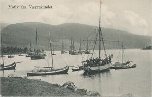 Nord-Trøndelag VÆRRASUNDET (Verran). Fjordmotiv med små og større båter, godt motiv (H. Ericsson 146), stemplet Frosten 23-XII-07