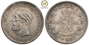 1 krone/30 Sk. 1875 Oscar II. Kv.01