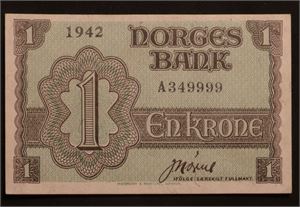 1 krone 1942 A. Kv.0/01