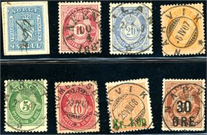 Ca 100 norske forsendelser/postale dokumenter samt 16 frimerker med stempler fra Nordland.