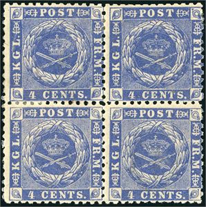 4. 4 c. DWI. 4 cent 1872 in a block of four.