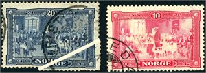 116,115. 20 øre Eidsvold variant "Trekkspill". Også en 10 øre med variant "Manglende bunntrykk".