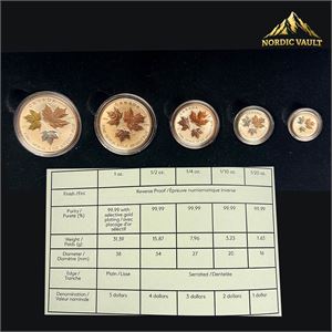 Maple leaf fractional set 2016 Reverse proof.