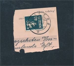 Reservestempel "ØYSLEBØ 21-1-43" på klipp