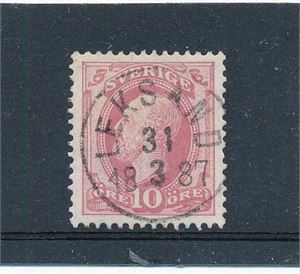SVERIGE o Mi 38. 1886 10öre fullstemplet "LEKSAND 31-3-1887"