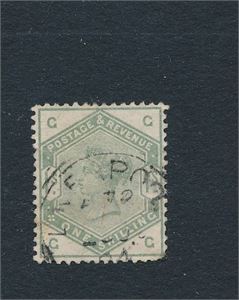GB SG 196, 1883-84 1sh. Stempelsverte gjør at nedre høyre hjørne ser rundt ut, men merket er ok (£ 325)