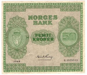 50 kroner 1949 B.3928513. Kv.1+