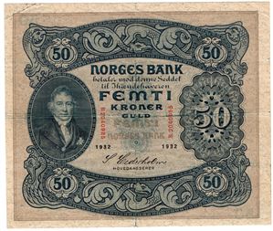 50 kroner 1932 B.2040985. Kv.1-