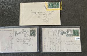 USA-BREV/KORT Brev stemplet "USS WRIGHT  APR 10 1923" + 2 postkort  stemplet 1911 og 1917