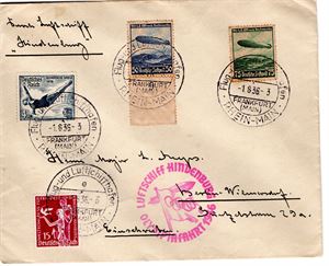 TYSKA RIKET, parti nio (9) ZEPPELIN brev med trevliga frankeringar