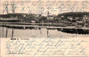Vestfold Husø pr. Tønsberg. (Haraldsen, uten nr). Småf. s/hv. Stpl i 05. Mye skrift, dog god kvalitet.