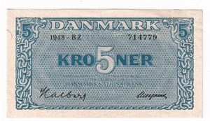 Danmark - 5 kroner 1948 BZ.714779
