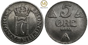 5 øre 1920 Haakon VII. Kv.0