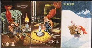 AUKRUST. Lot 3 kort. (Oppi 612/2, 620/1 og 620/3). Alle postgått. Kv. 1-2