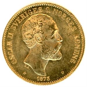Sverige. 20 kronor 1873 i gull. (8.96/0.9). Fra Gulltransporten. 01