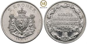 2 kroner 1907 Jub. Haakon VII. Kv.0/01