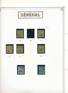 SENEGAL xx/x uvanlig stor samling til 1944 på Yvert ark. Priset av Kaarvang for noen år siden (€ 4070)