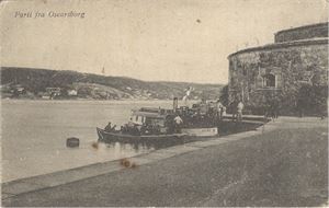 Oscarsborg  "Parti fra..:"   (Utg. Bautler 1915) st. Feltpostkontoret Oscarsborg 7-IX-16.  Motiv med flere båter bl.a. "Olaf"