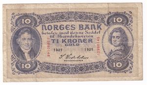 10 kroner 1921, varianten med bredt årstall