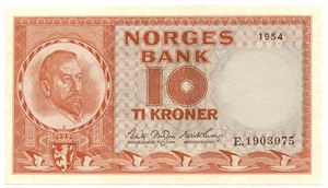 10 kroner 1954 E.1903075. Kv.0